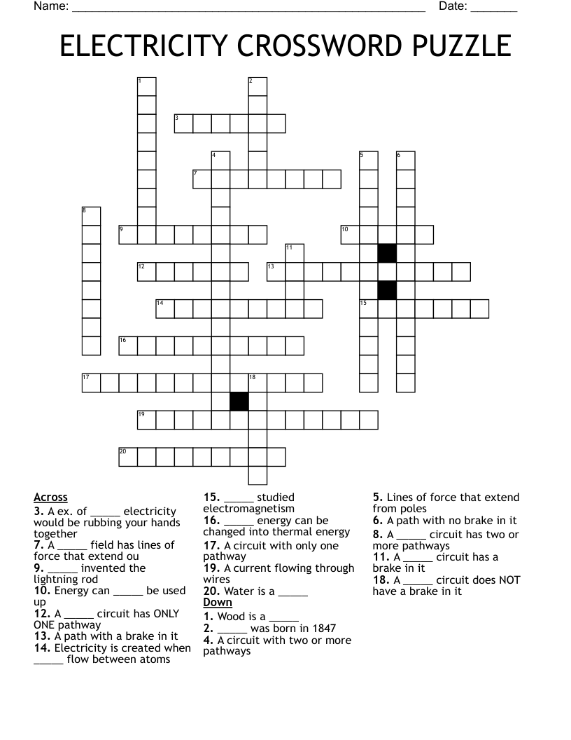 electricity generator crossword clue