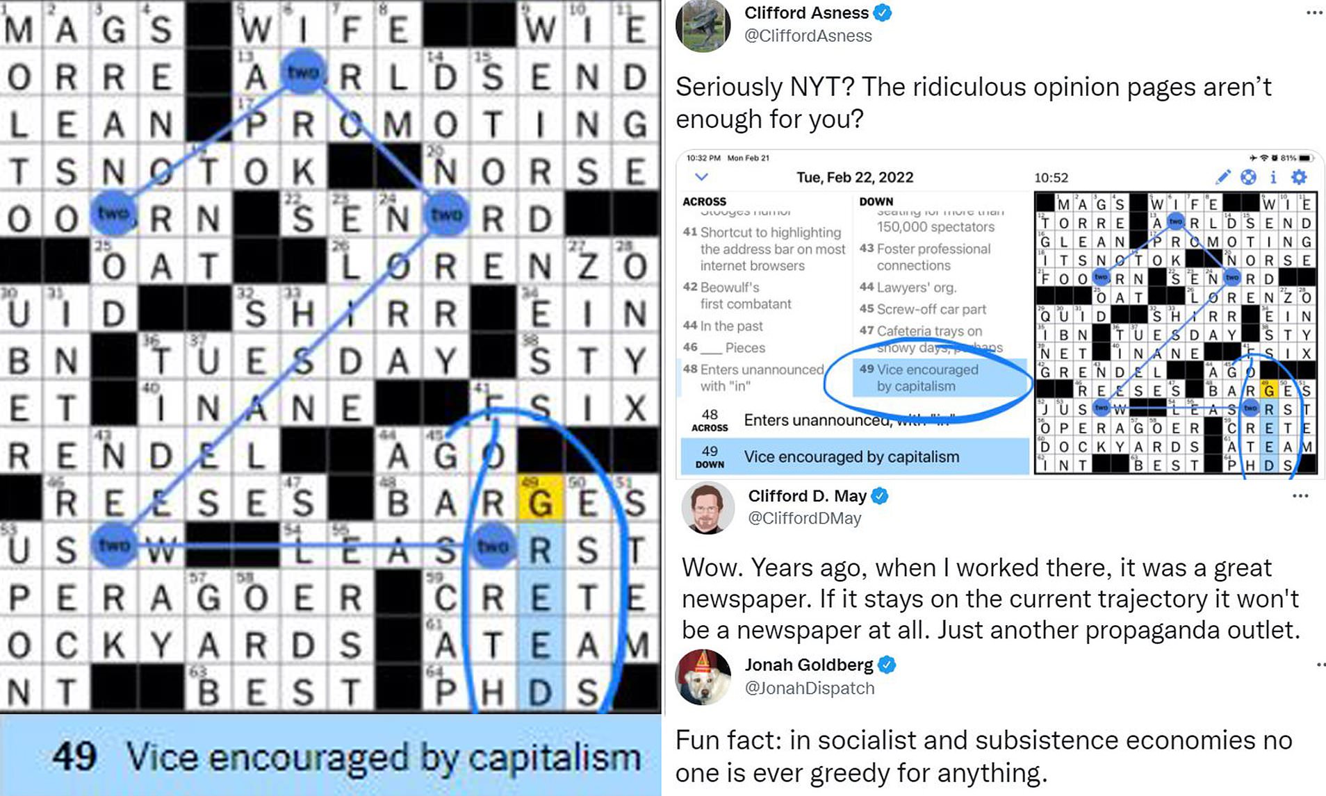 indicting crossword clue