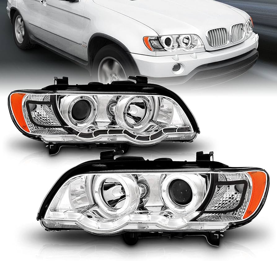 01 03 bmw x5 chrome headlight trim 2pcs