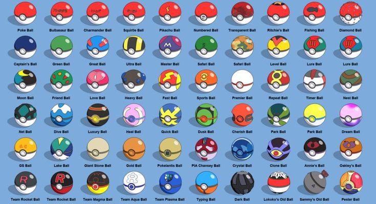 list of pokeballs with pictures