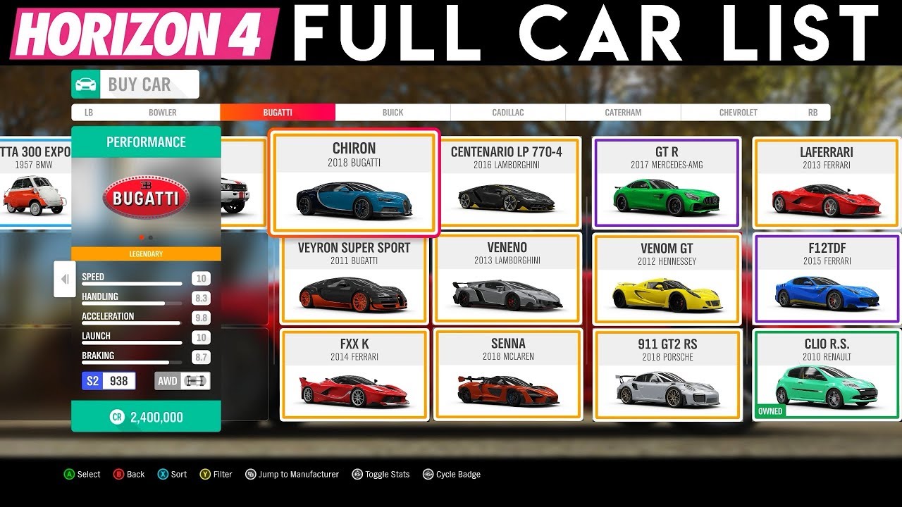 forza horizon 4 toyota list