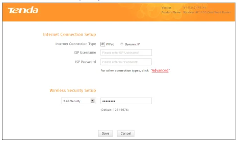 tenda ac1200 default password