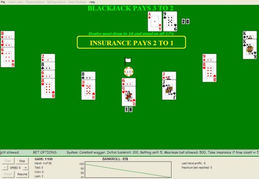 blackjack game simulator