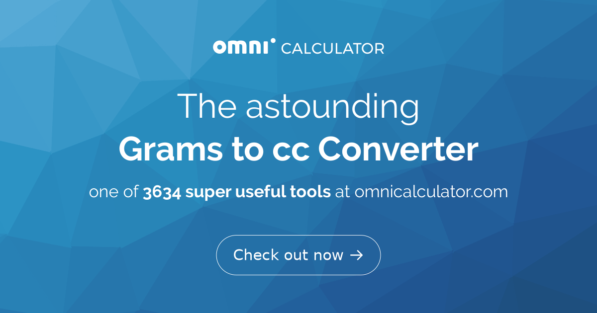 convert grams to cc