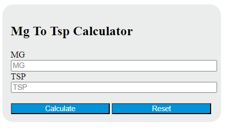 mg tsp conversion
