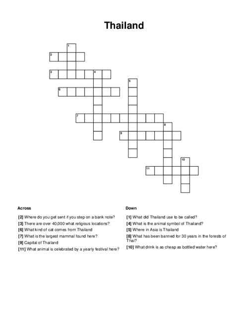 thailand crossword game