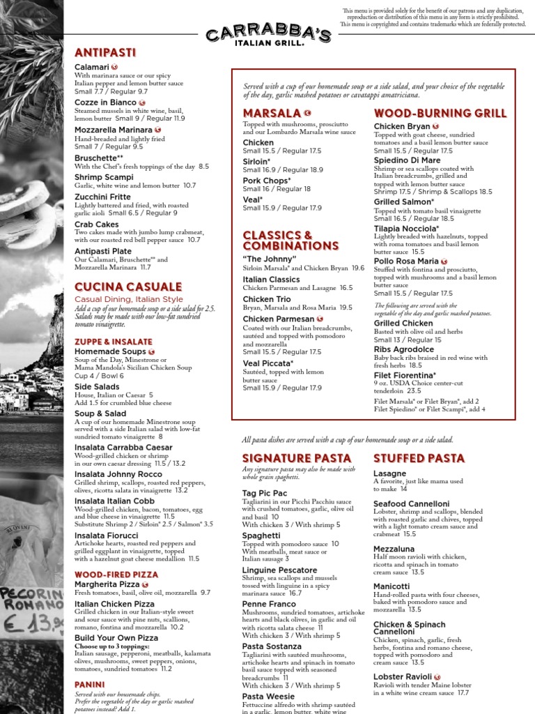 carrabbas location menu