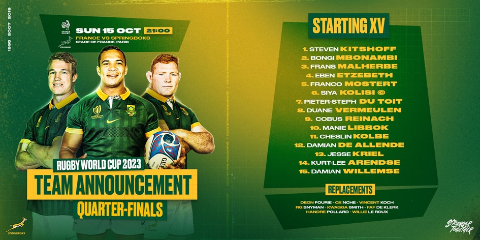 springbok team announcement