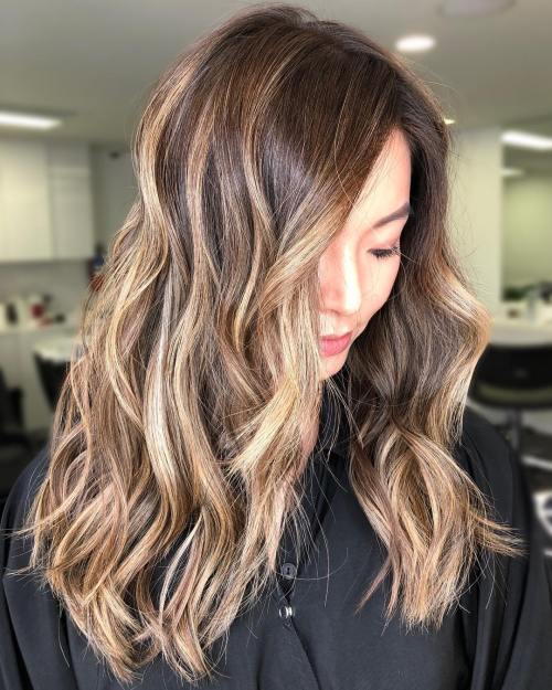 blonde balayage on brunette hair