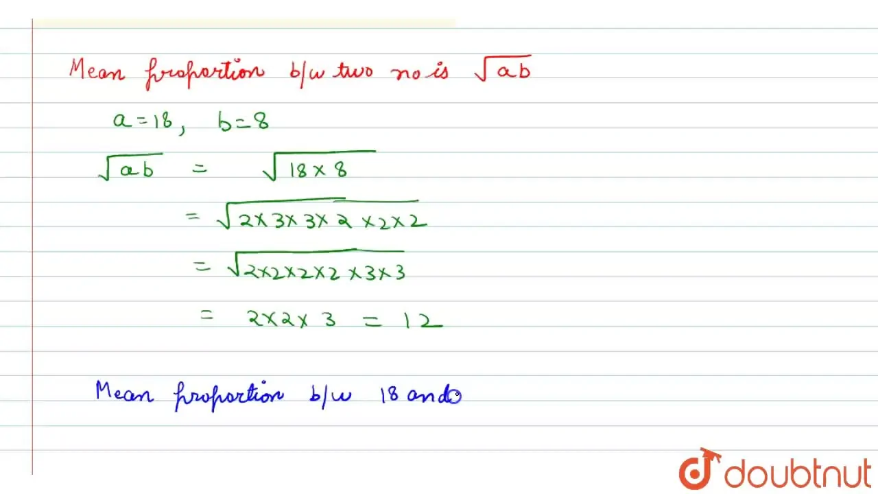 mean proportion of 8 and 18