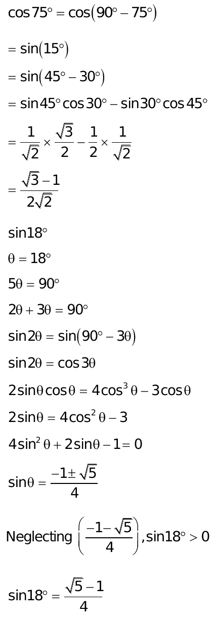 find the value of sin 18 degree