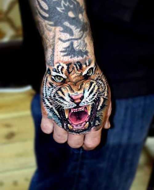 tiger hand tattoos