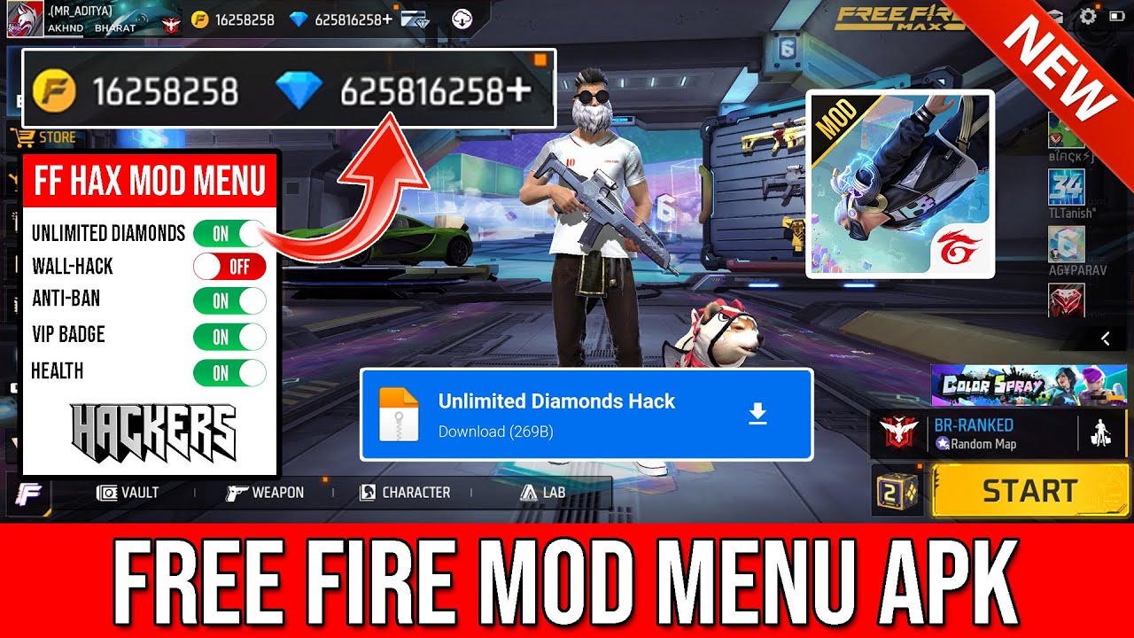 free fire mod apk unlimited diamonds and coins