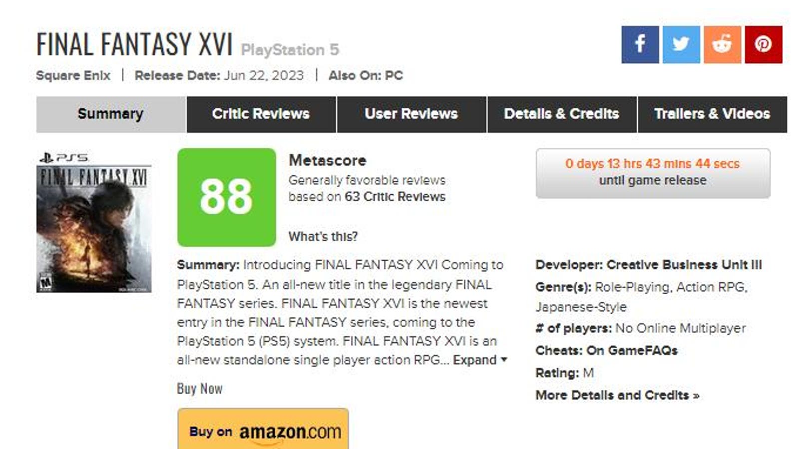 final fantasy xiv metacritic