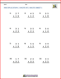 column multiplication worksheets