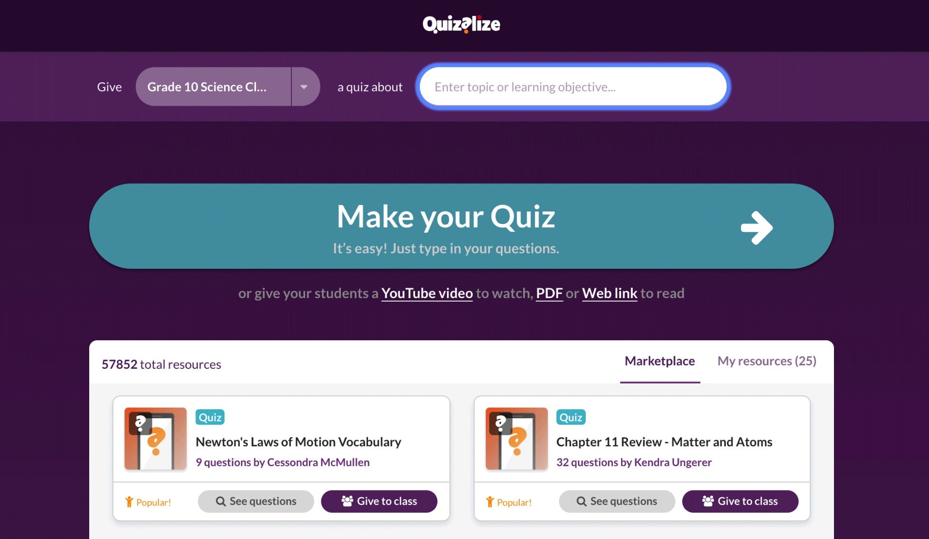 quizalize player