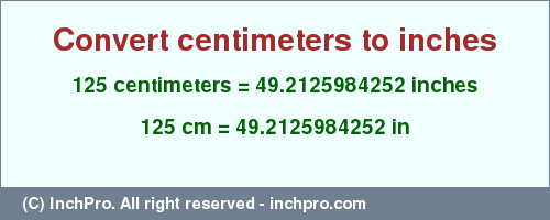 125 centimeters to inches