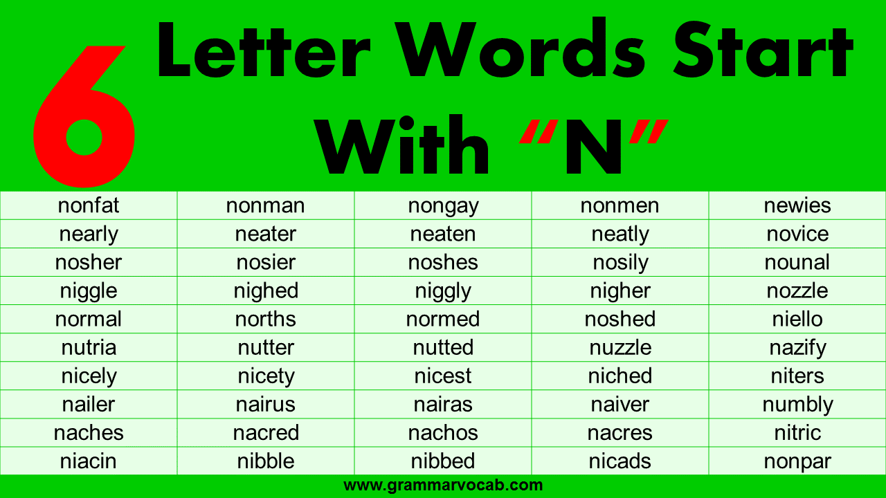 six letter words starting with n