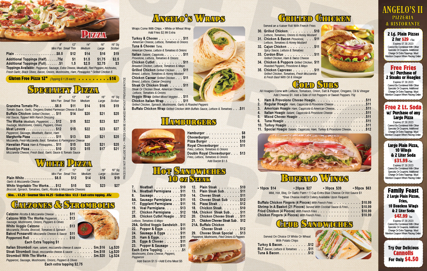 angelos pizzeria yonkers menu