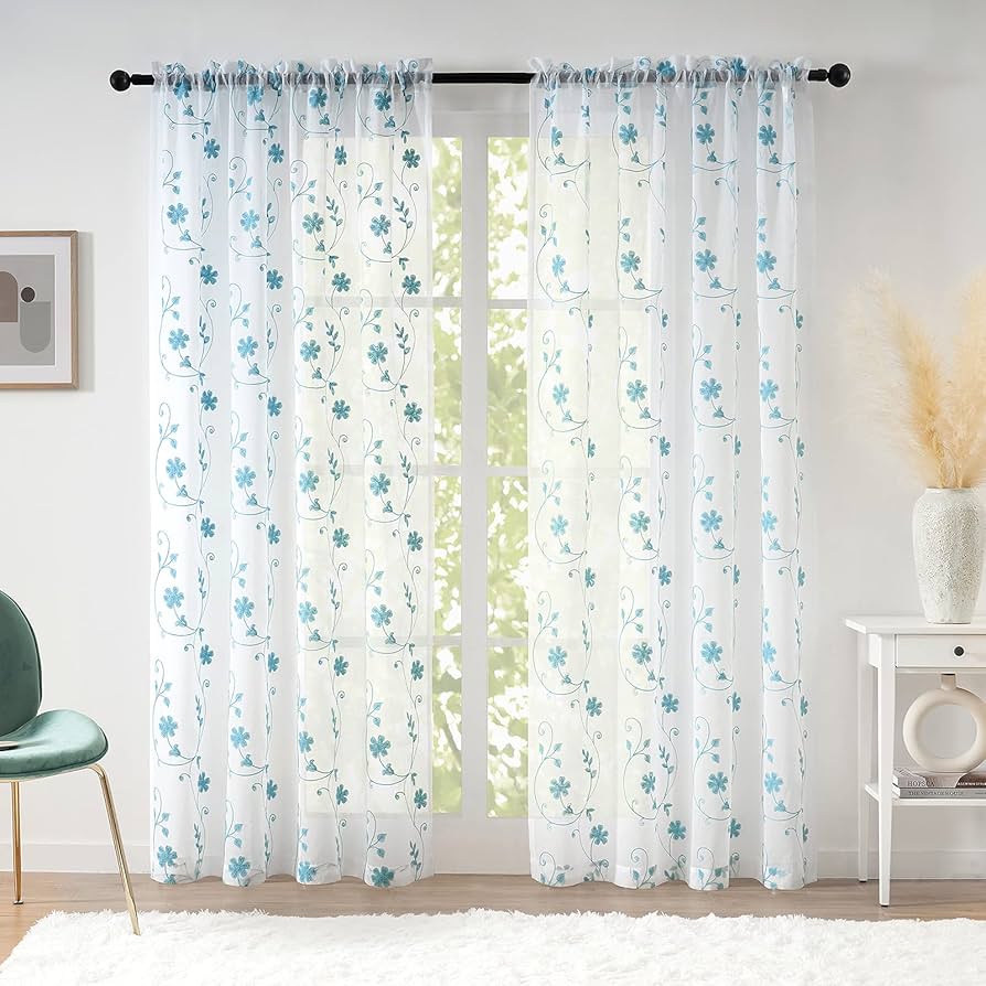 blue floral drapes