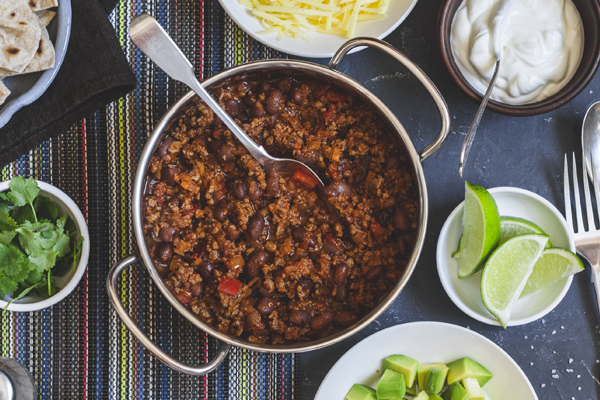 burnt aubergine veggie chilli