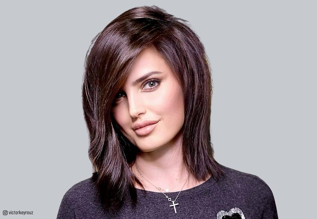 medium length hair with side bangs