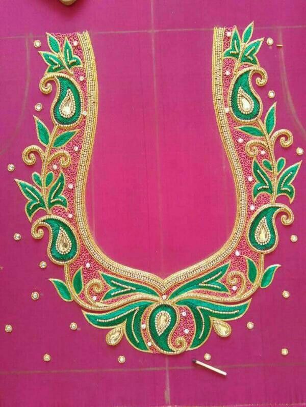 embroidery blouse neck designs