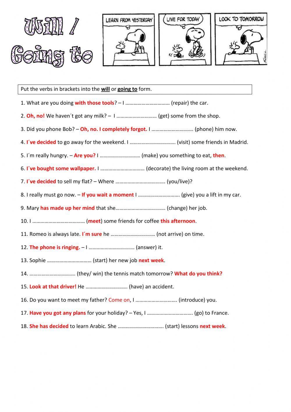 future tense live worksheet