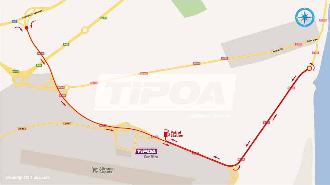 nearest petrol station to alicante airport