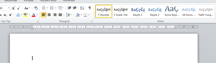 word cetvel kullanımı