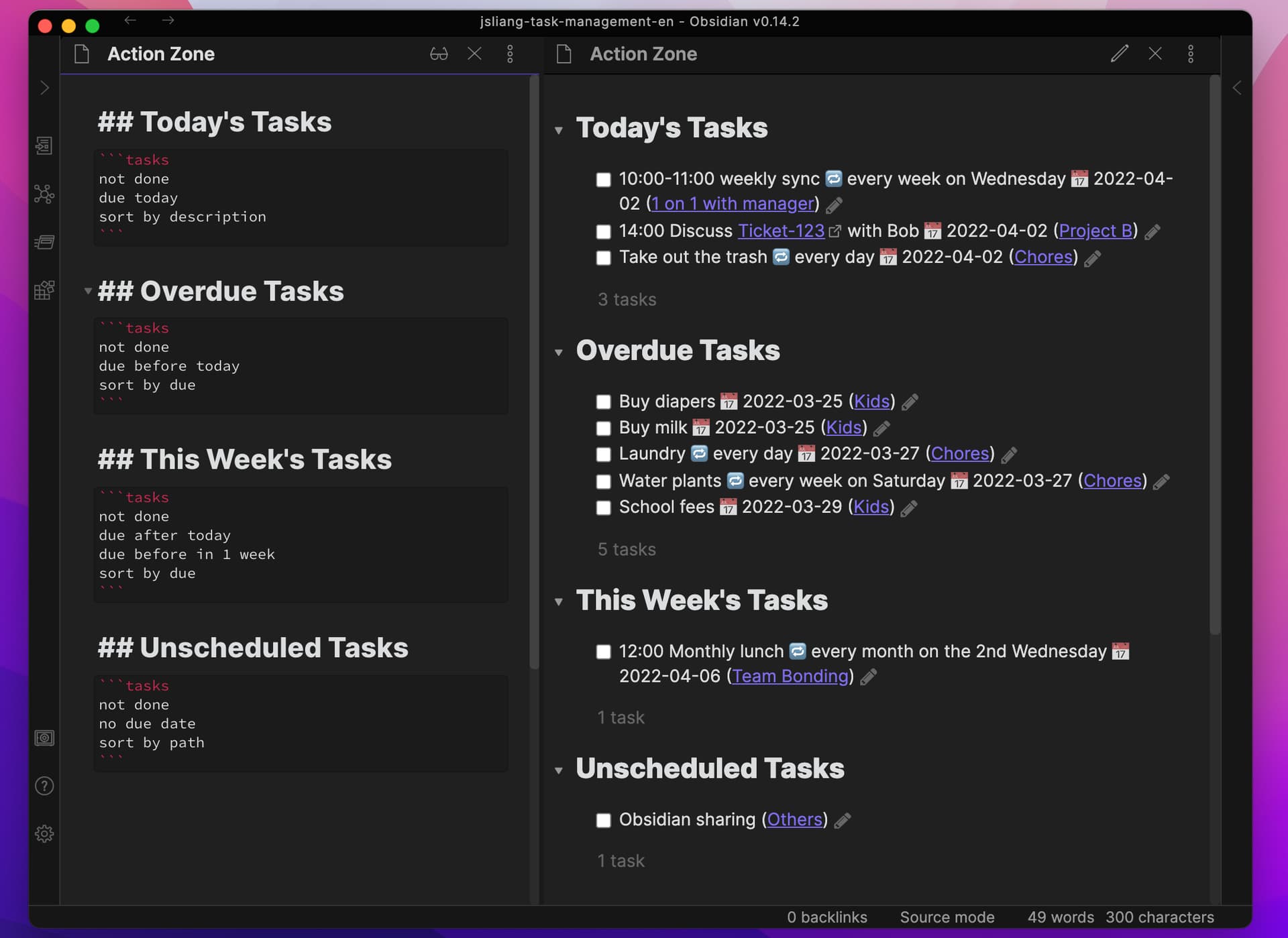 obsidian tasks plugin