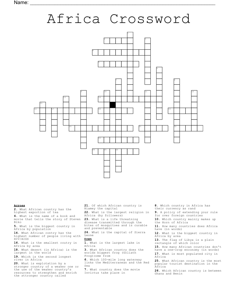 horn of africa country crossword