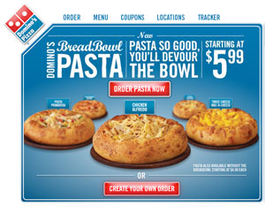 pasta dominos menu