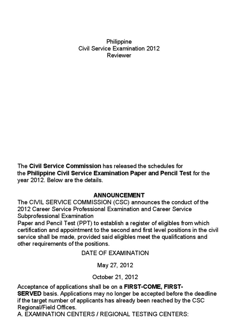 civil service exam may 2012