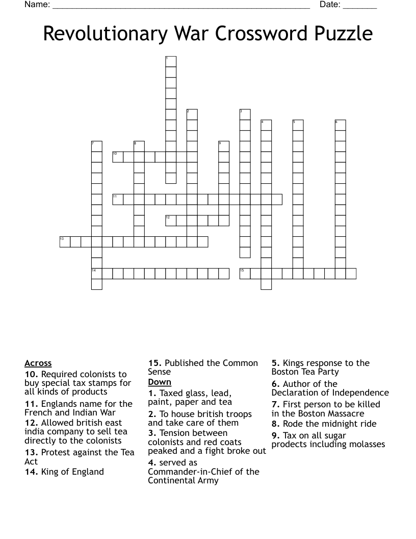 revolutionary crossword