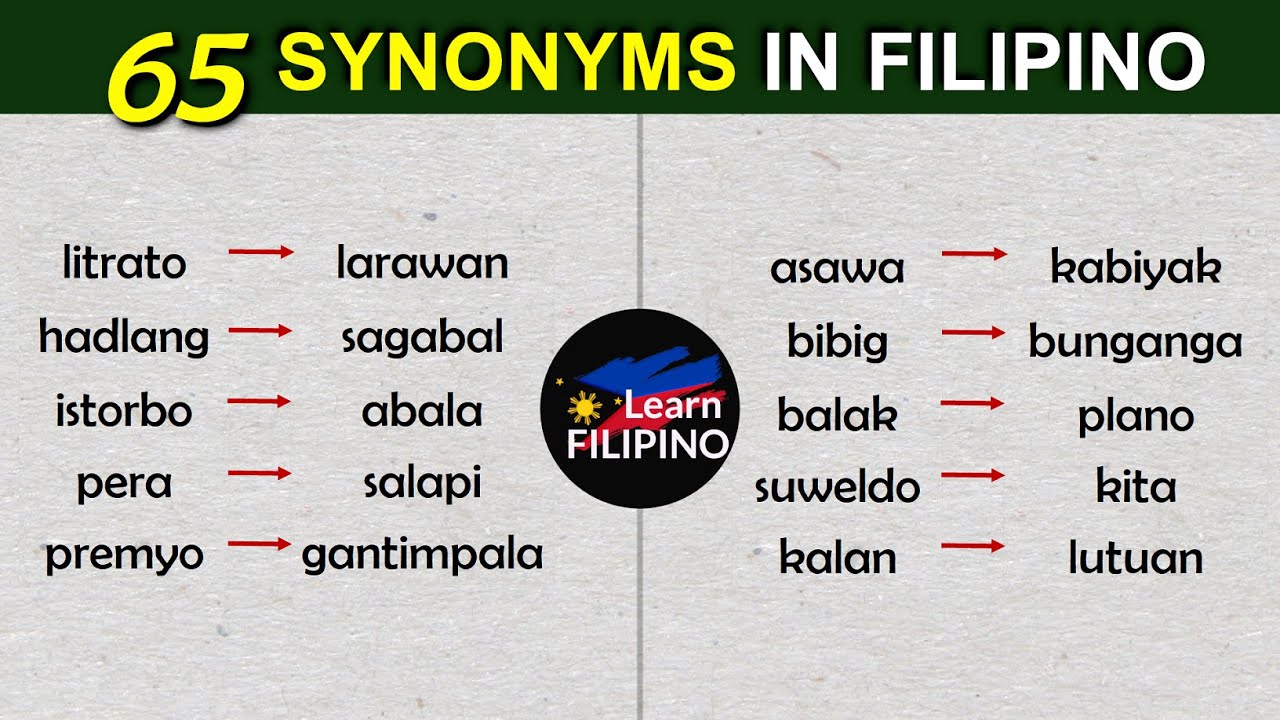 tagalog synonyms and antonyms