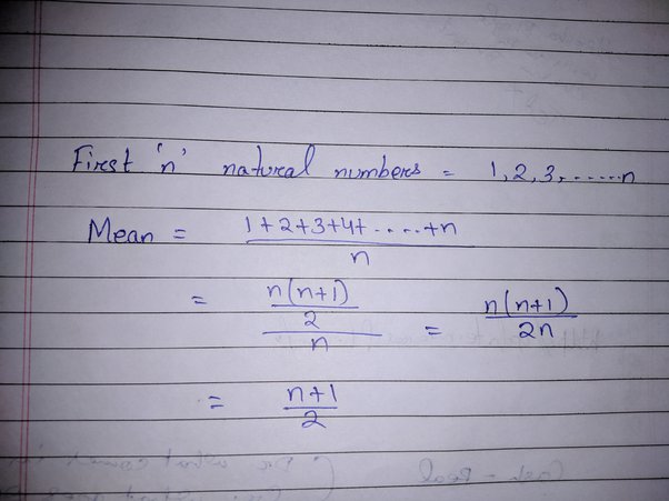 the variance of the first n natural numbers is