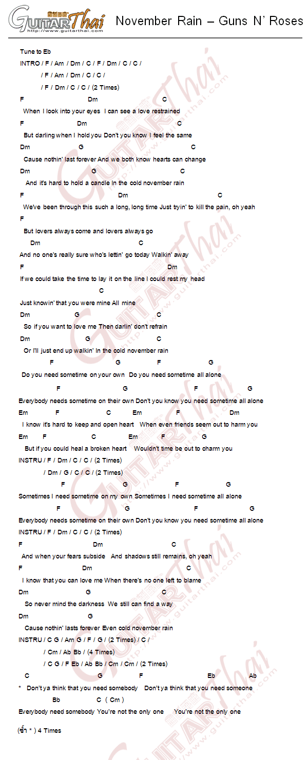 guns n roses november rain chords