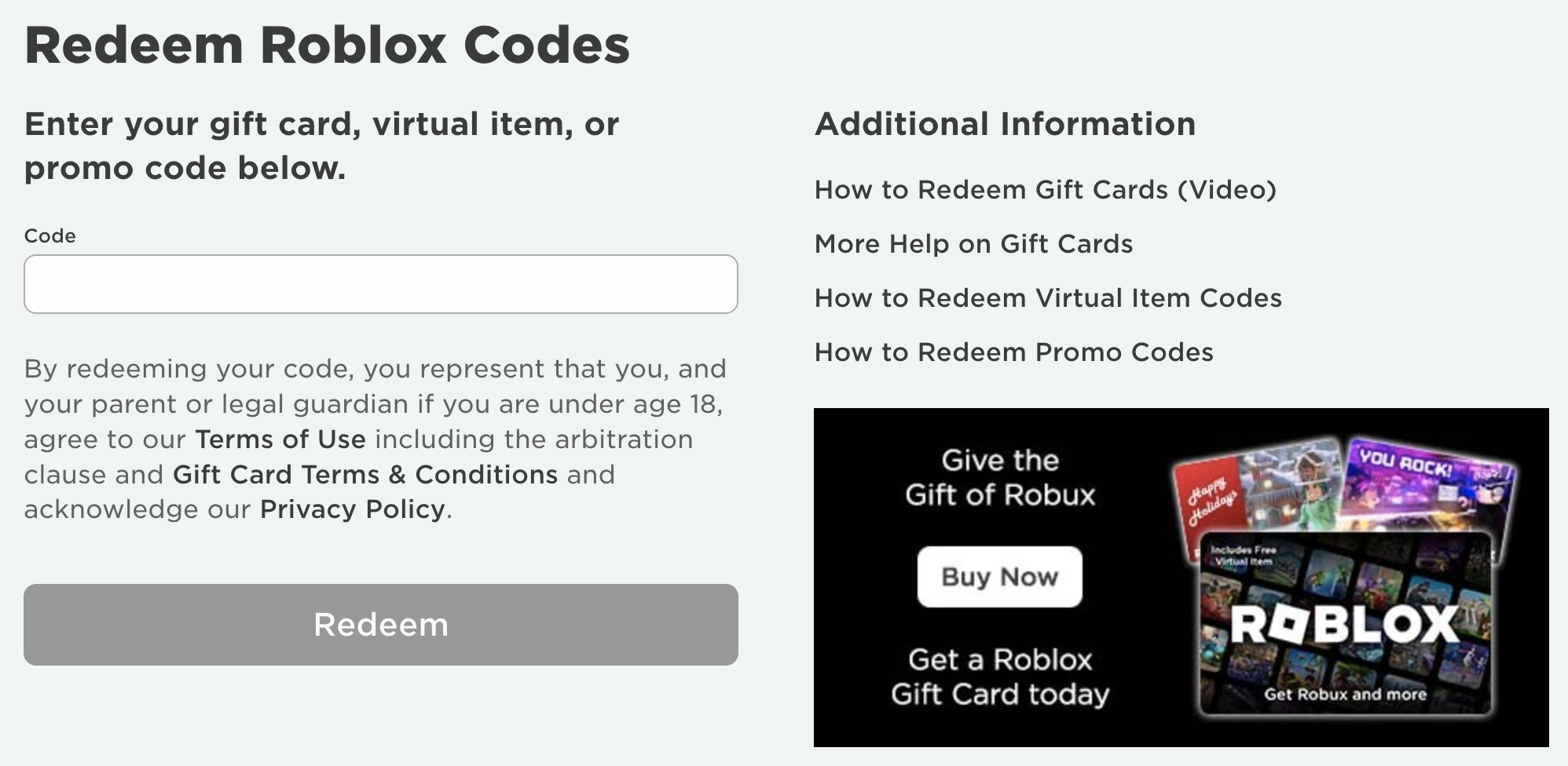 redeem promo codes