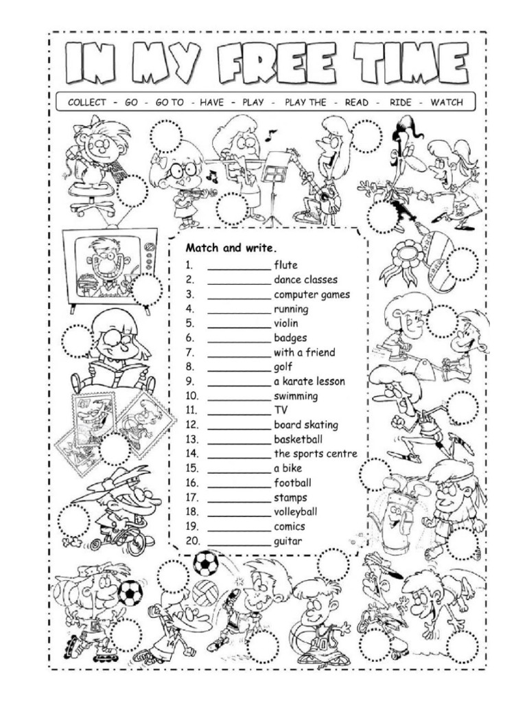 free time activities worksheets pdf