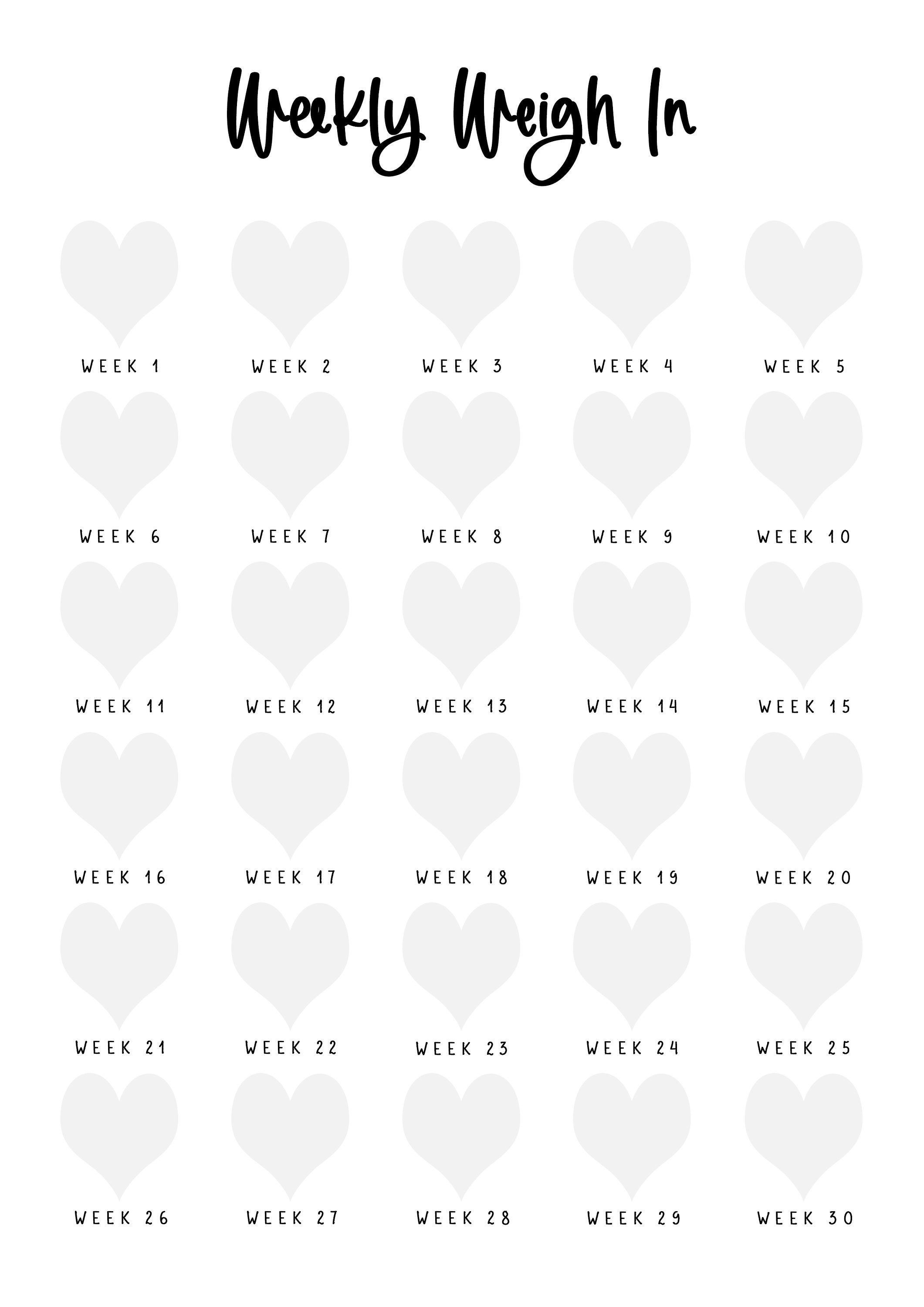 blank weekly weight loss tracker template