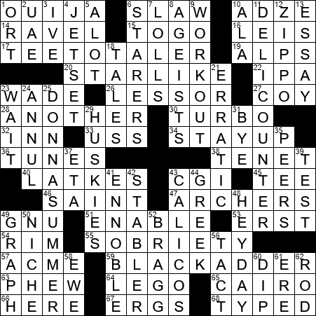 teetotal crossword