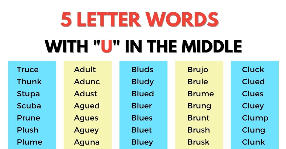 5 letter words with m and u