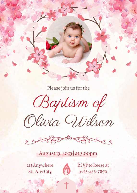 blank christening invitation background design for baby girl