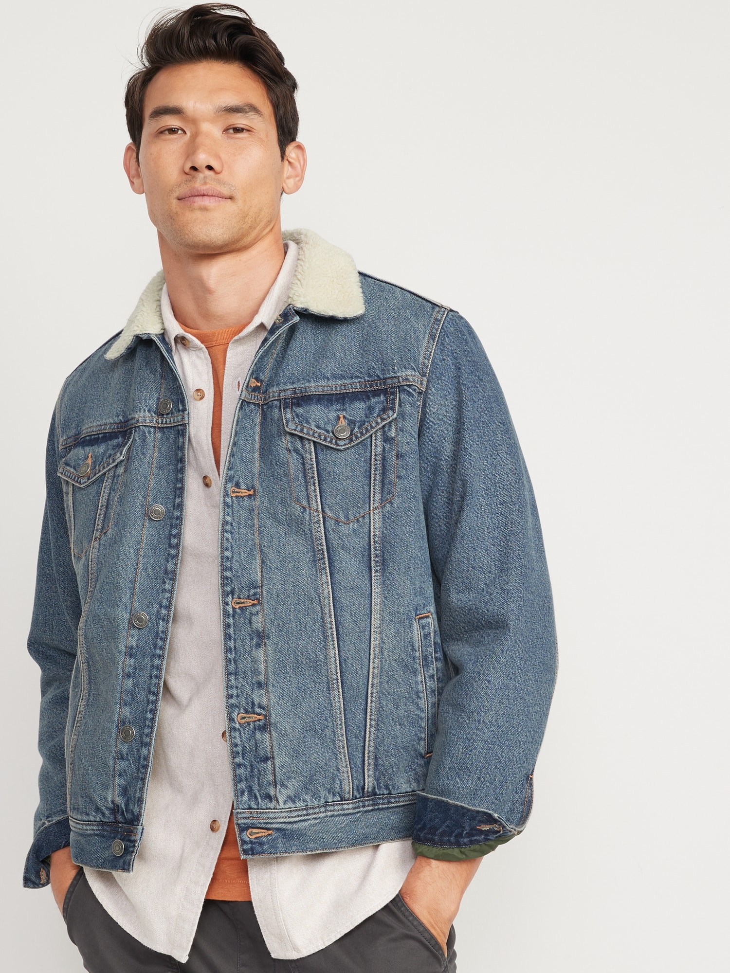 jean jacket with sherpa lining men