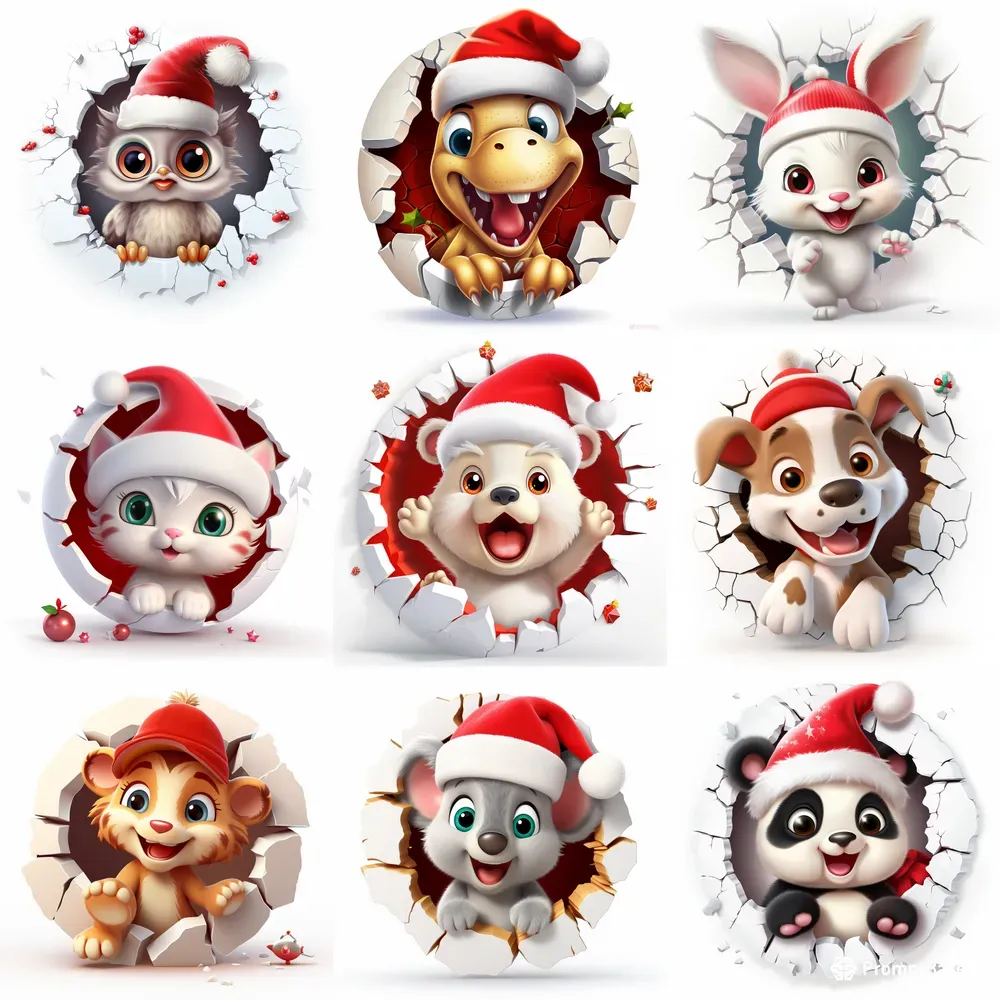 cute christmas animals cartoon