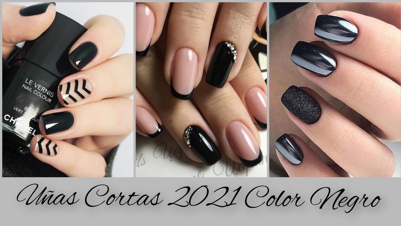 uñas gelish color negro