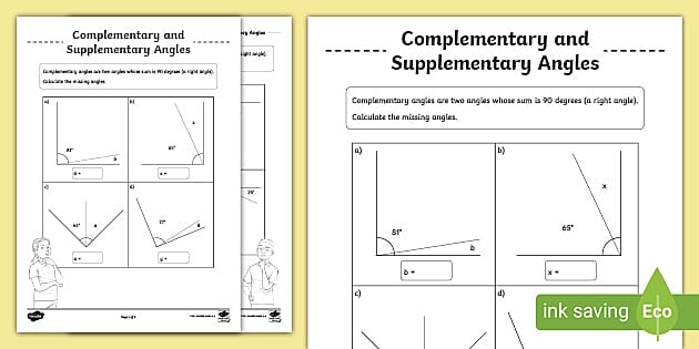 complementary and supplementary angles worksheet answers