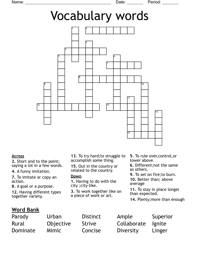 of few words crossword