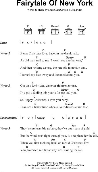 fairytale of new york chords in c